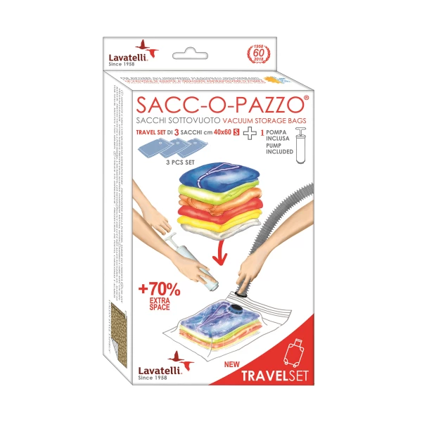 Sacc-o-Pazzo Travel Set 3 Pz + Pump - Saccopazzo